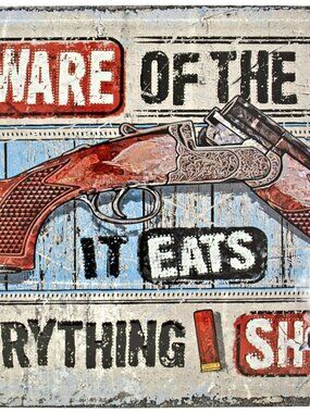 Novelty Beware of the Dog Warning Tin Metal Sign